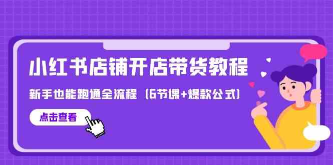 图片[1]-（9883期）最新小红书店铺开店带货教程，新手也能跑通全流程（6节课+爆款公式）-飓风网创资源站