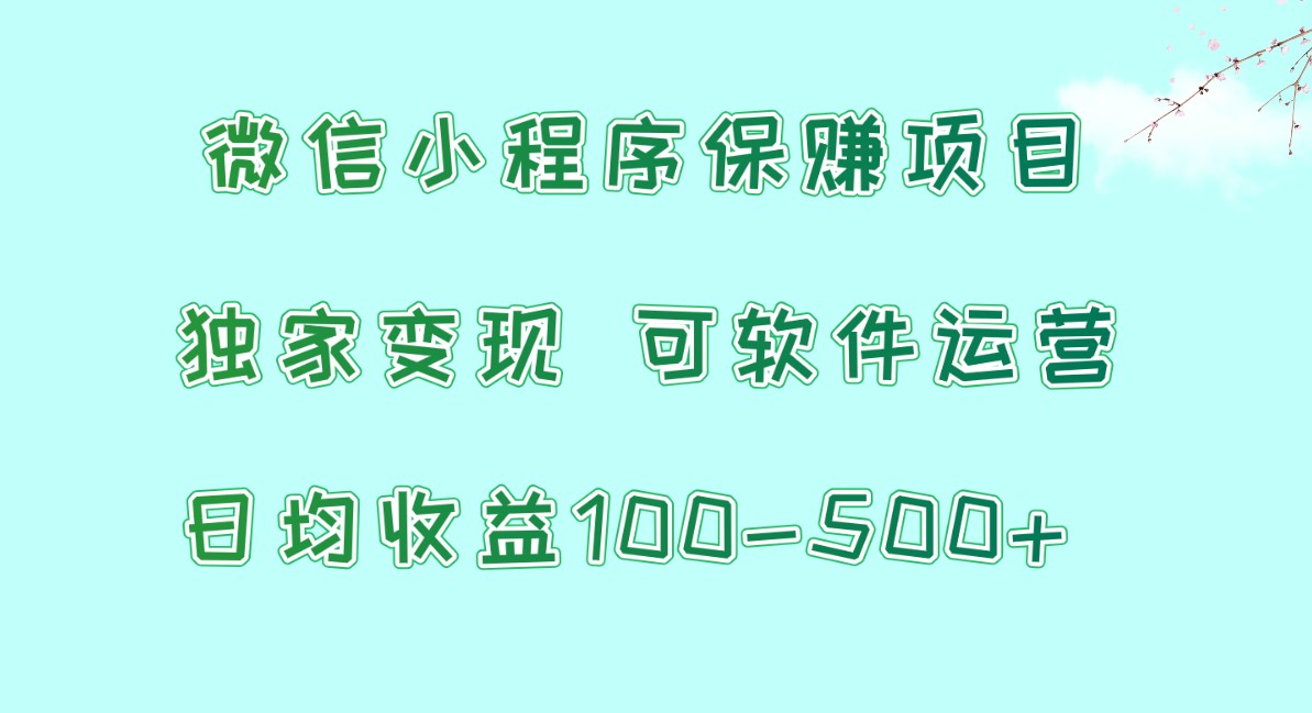 微信小程序保赚项目，日均收益100~500+，独家变现，可软件运营-小哥网