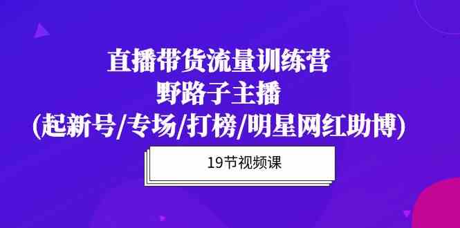 图片[1]-（10016期）直播带货流量特训营，野路子主播(起新号/专场/打榜/明星网红助博)19节课-飓风网创资源站