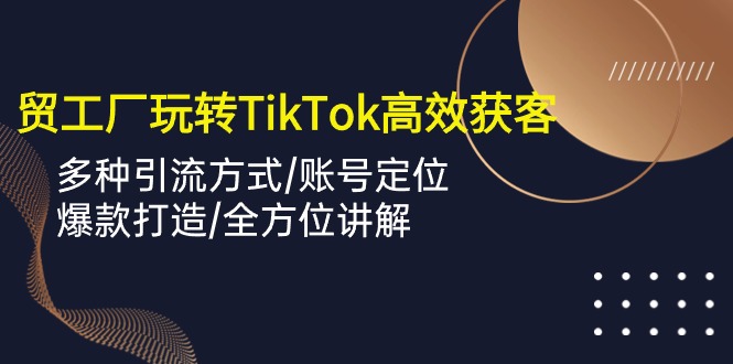 （10302期）外贸工厂玩转TikTok高效获客，多种引流方式/账号定位/爆款打造/全方位讲解-小哥网