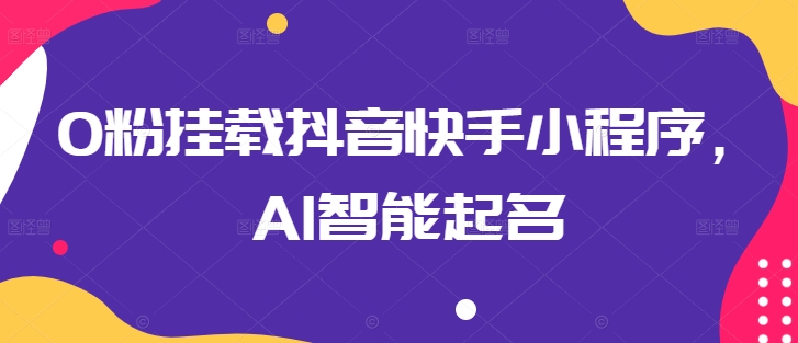 0粉挂载抖音快手小程序，AI智能起名-小哥网