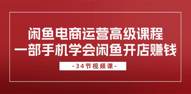 （10686期）闲鱼电商运营高级课程，一部手机学会闲鱼开店赚钱（34节课）-小哥网