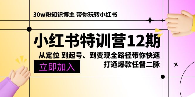 图片[1]-（10666期）小红书特训营12期：从定位 到起号、到变现全路径带你快速打通爆款任督二脉-飓风网创资源站