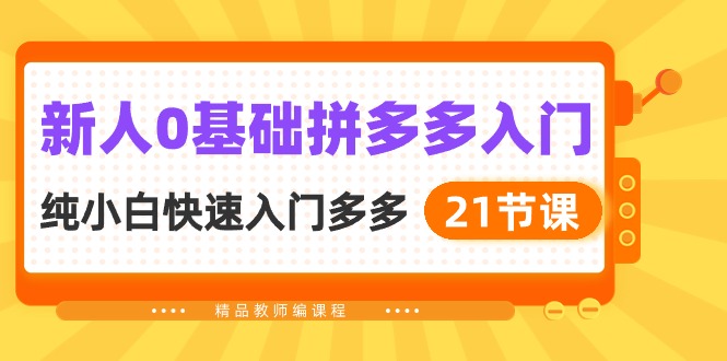 新人0基础拼多多入门，纯小白快速入门多多（21节课）-小哥网