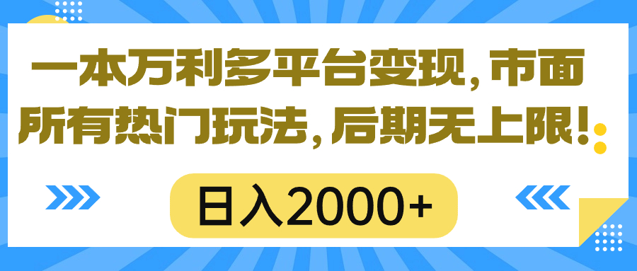 图片[1]-（10311期）一本万利多平台变现，市面所有热门玩法，日入2000+，后期无上限！-飓风网创资源站