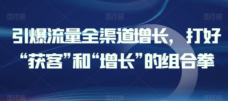 引爆流量全渠道增长，打好“获客”和“增长”的组合拳-小哥网