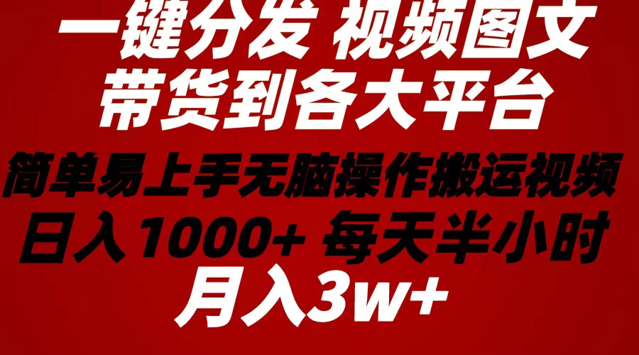 图片[1]-（10667期）2024年 一键分发带货图文视频  简单易上手 无脑赚收益 每天半小时日入1…-飓风网创资源站