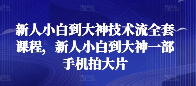 新人小白到大神技术流全套课程，新人小白到大神一部手机拍大片-小哥网