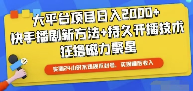 （10694期）快手24小时无人直播，真正实现睡后收益-小哥网