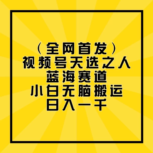 全网首发，视频号天选之人蓝海赛道，小白无脑搬运日入一千-小哥网