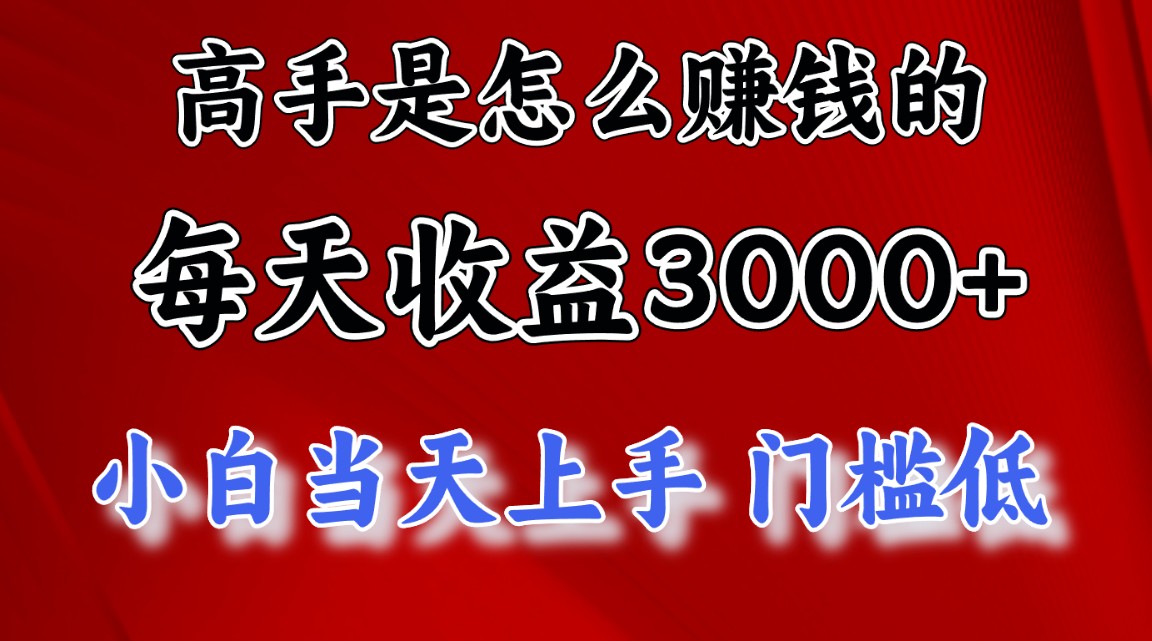 高手是怎么赚钱的，一天收益3000+ 这是穷人逆风翻盘的一个项目，非常…-小哥网