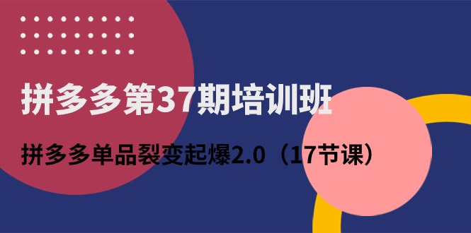 （10835期）拼多多第37期培训班：拼多多单品裂变起爆2.0（17节课）-小哥网