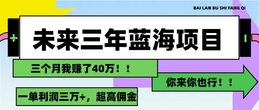 未来三年，蓝海赛道，月入3万+-小哥网