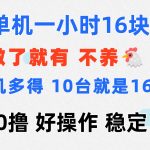 0撸 一台手机 一小时16元 可多台同时操作 10台就是一小时160元 不养鸡