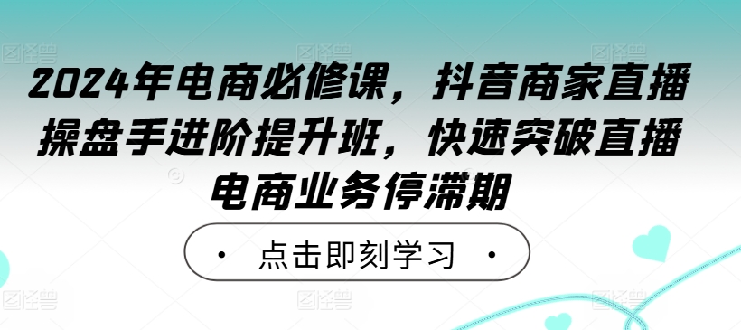 2024年电商必修课，抖音商家直播操盘手进阶提升班，快速突破直播电商业务停滞期-小哥网