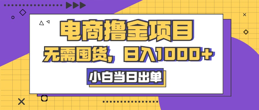 电商撸金项目，无需囤货，日入1000+，人性玩法，复购不断-小哥网