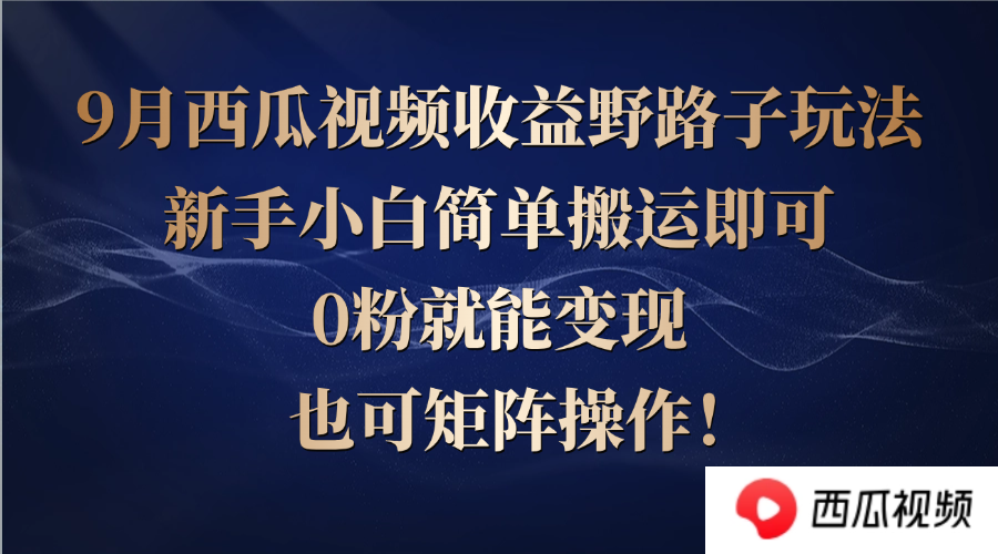 西瓜视频收益野路子玩法，新手小白简单搬运即可，0粉就能变现，也可矩…-小哥网