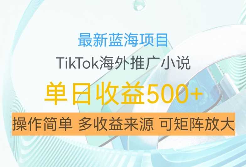 最新蓝海项目，利用tiktok海外推广小说赚钱佣金，简单易学，日入500+，可矩阵放大【揭秘】-小哥网