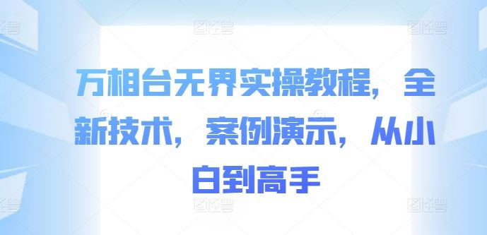 万相台无界实操教程，全新技术，案例演示，从小白到高手-热爱者网创