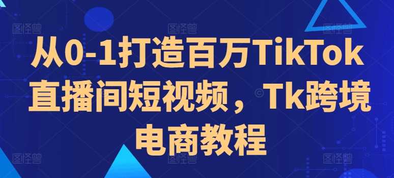 从0-1打造百万TikTok直播间短视频，Tk跨境电商教程-搞钱社