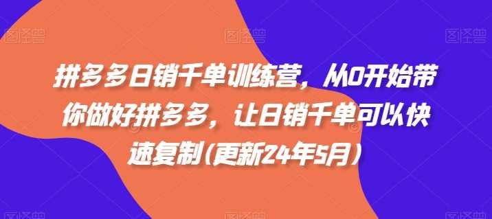 拼多多日销千单训练营，从0开始带你做好拼多多，让日销千单可以快速复制(更新24年10月)-小哥网