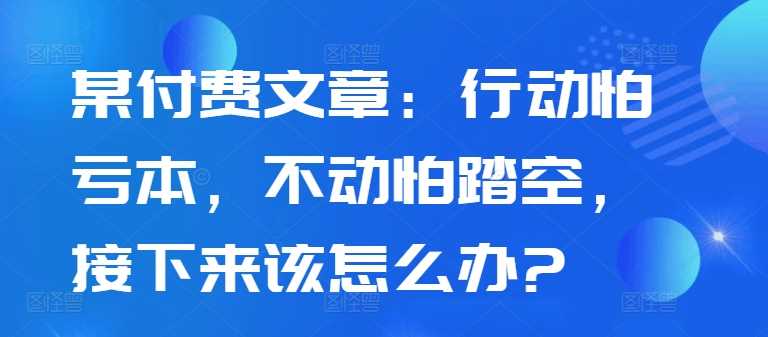 某付费文章：行动怕亏本，不动怕踏空，接下来该怎么办?-小哥网